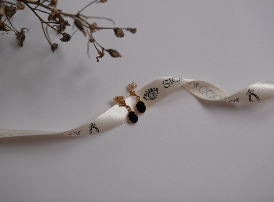 Onyx 14K Dangle Studs