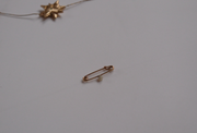 Antique 14K Gold Pearl Safety Pin Charm Holder/Link