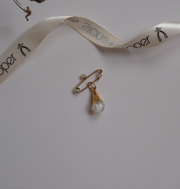 Antique 14K Gold Pearl Safety Pin Charm Holder/Link