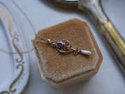 10K Antique Amethyst Pearl Lavalier Necklace