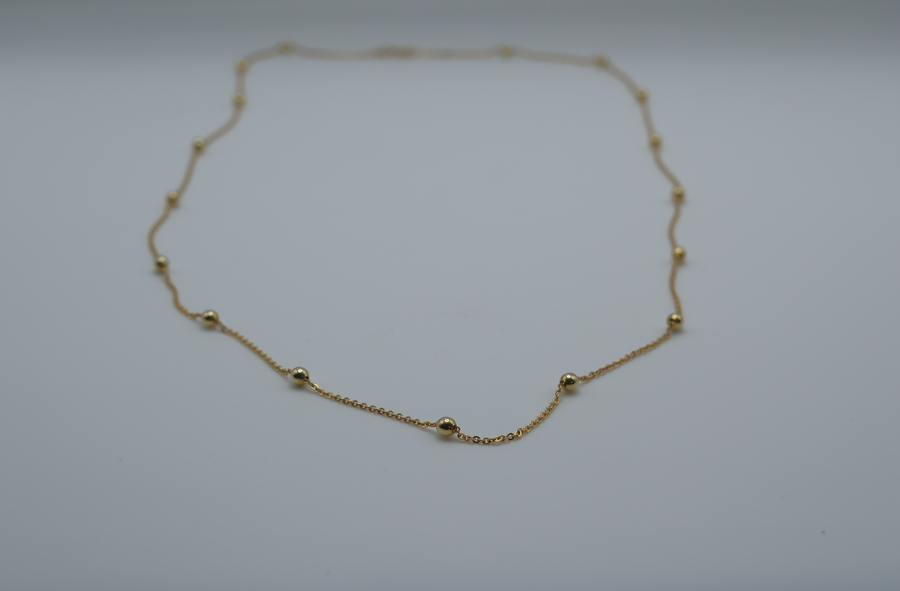 Vintage 14K Gold 26" Bead Necklace