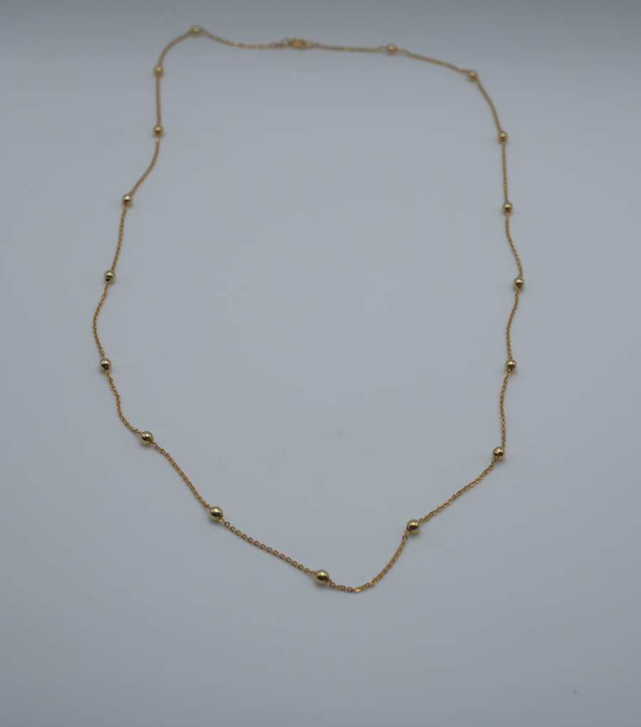 Vintage 14K Gold 26" Bead Necklace