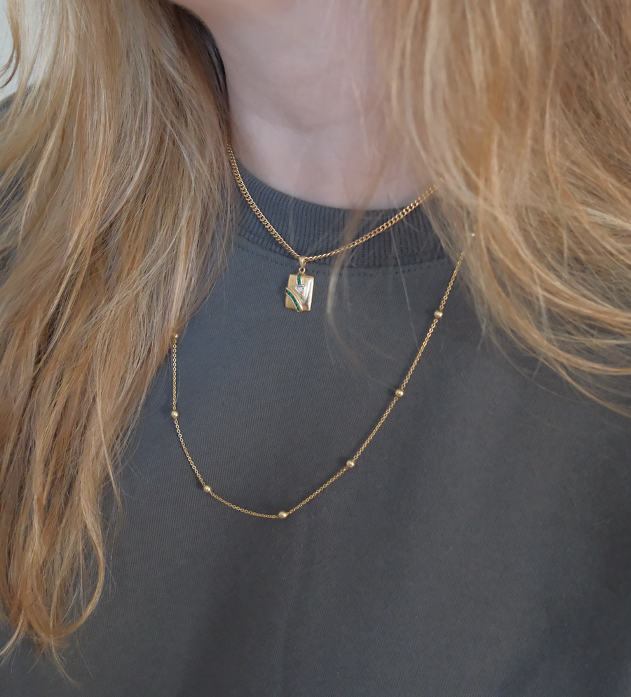 Vintage 14K Gold 26" Bead Necklace