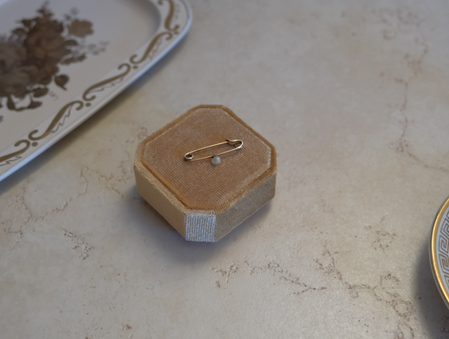 Antique 14K Gold Pearl Safety Pin Charm Holder/Link