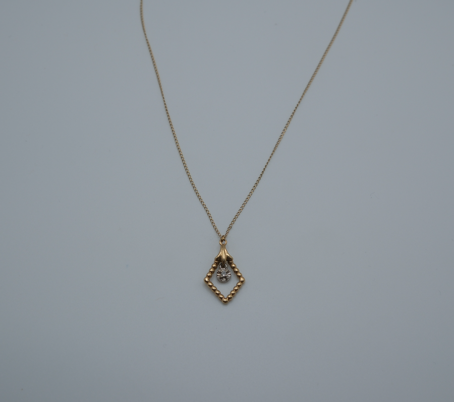 14K Vintage Diamond Lavalier Necklace