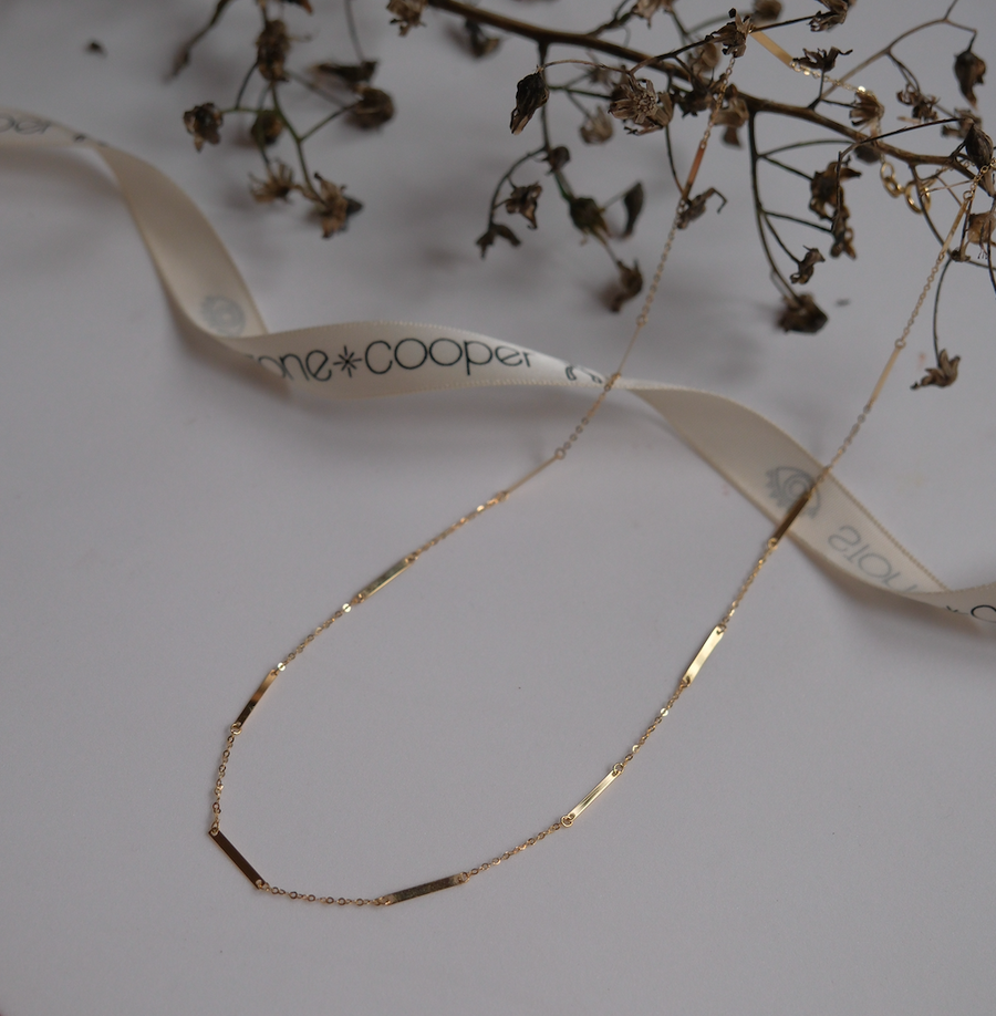 14K Gold Textured Bar-Chain