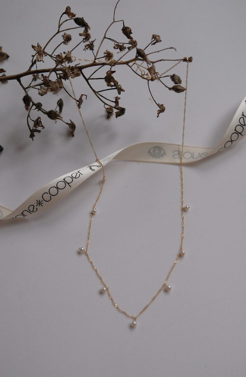 14K Pearl Cascade Drop Necklace