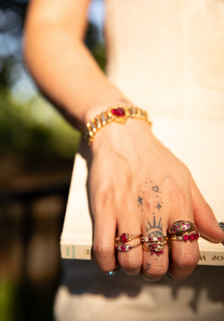 Vintage Ruby Hearts Ring 10K (7)