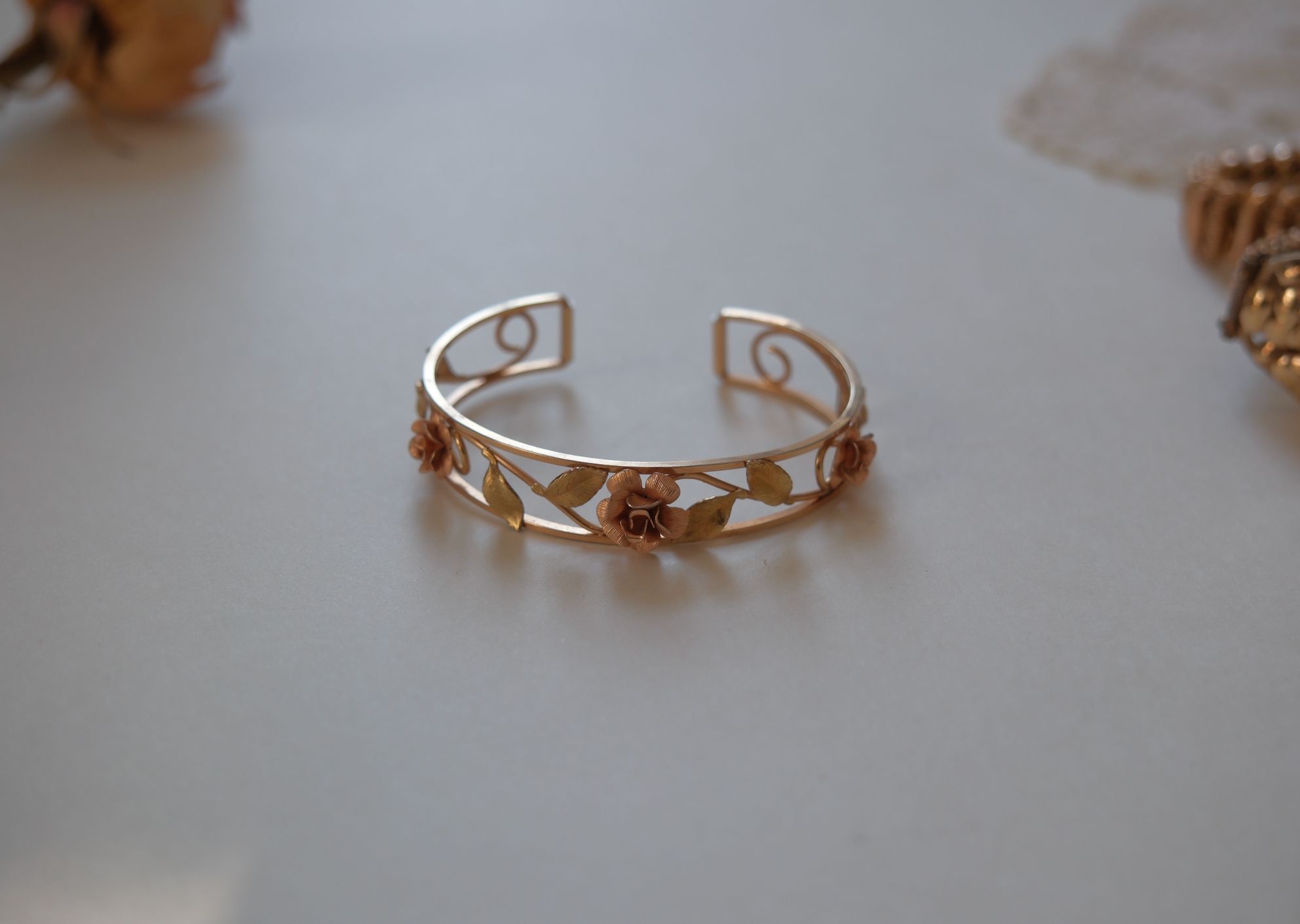 Roses Gold-Filled Cuff Bracelet