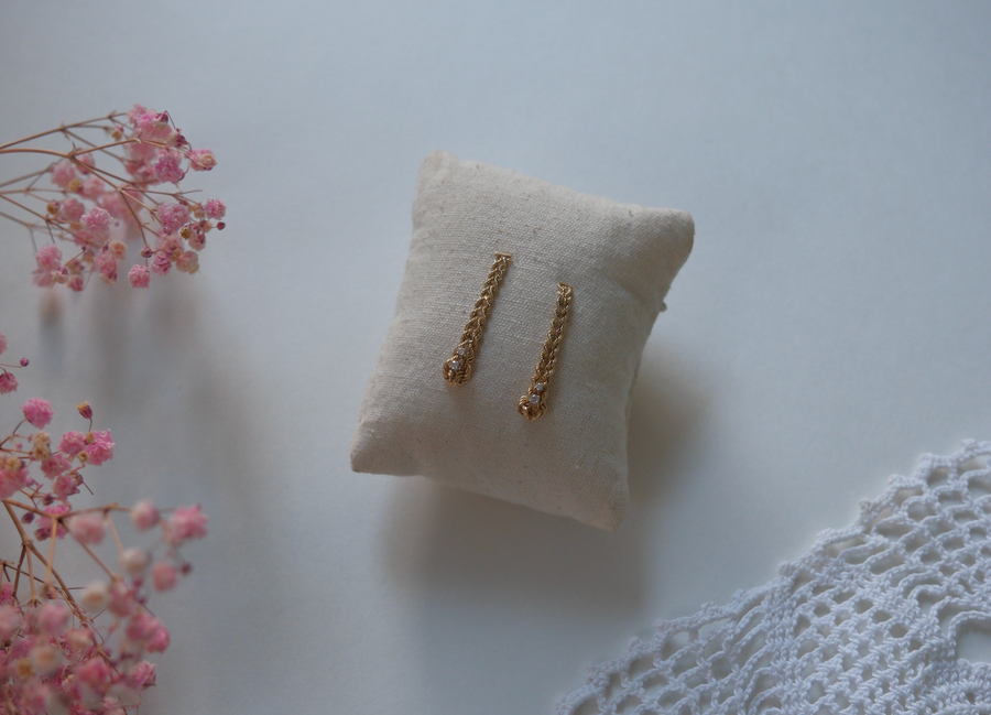 Vintage Diamond Chain Earrings (14K)