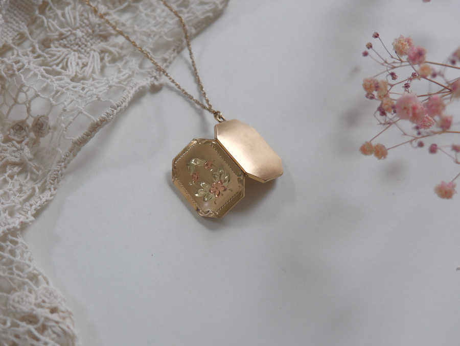 Clara Multi-Tone Floral Hexagon Locket