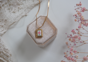 Rosa Guilloché Enamel Floral Book Locket