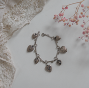 Victorian Puffy Hearts 'Forget Me Not' Sterling Bracelet