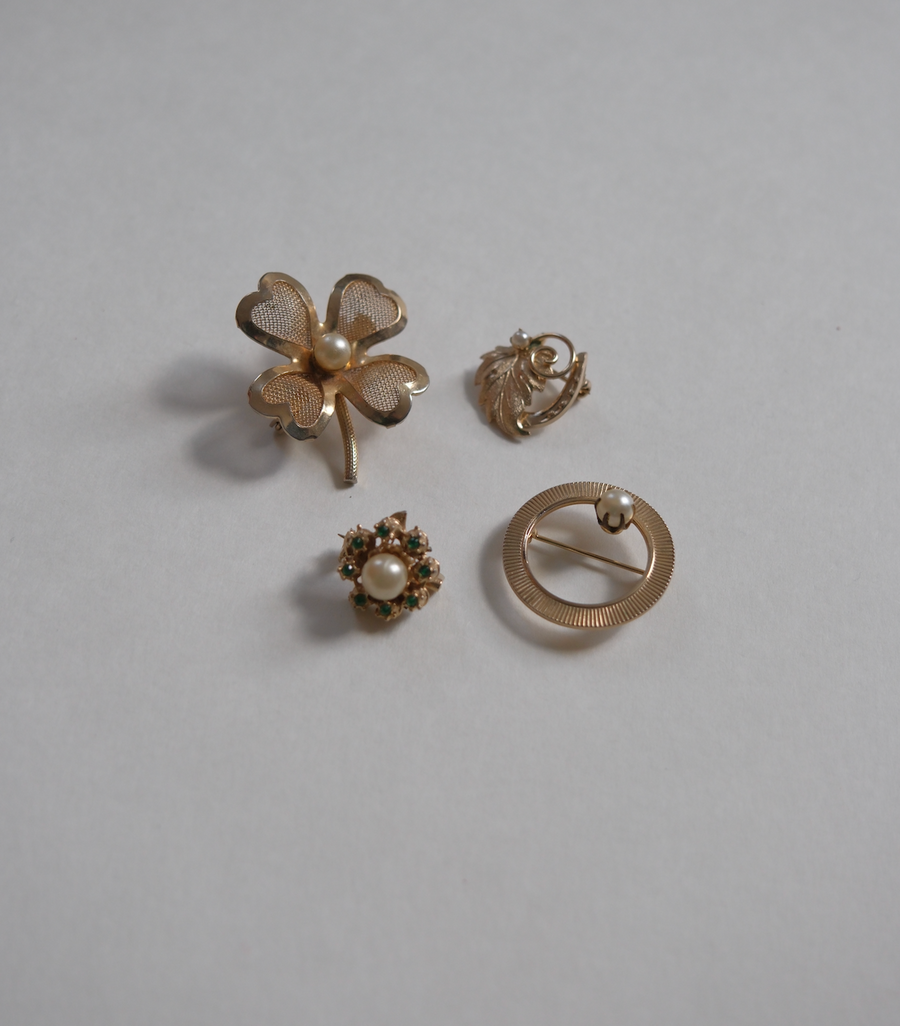 Vintage Lucky Pearl Brooch Set - Stone Cooper