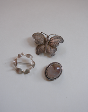 Vintage Silver Butterfly Brooch Set - Stone Cooper