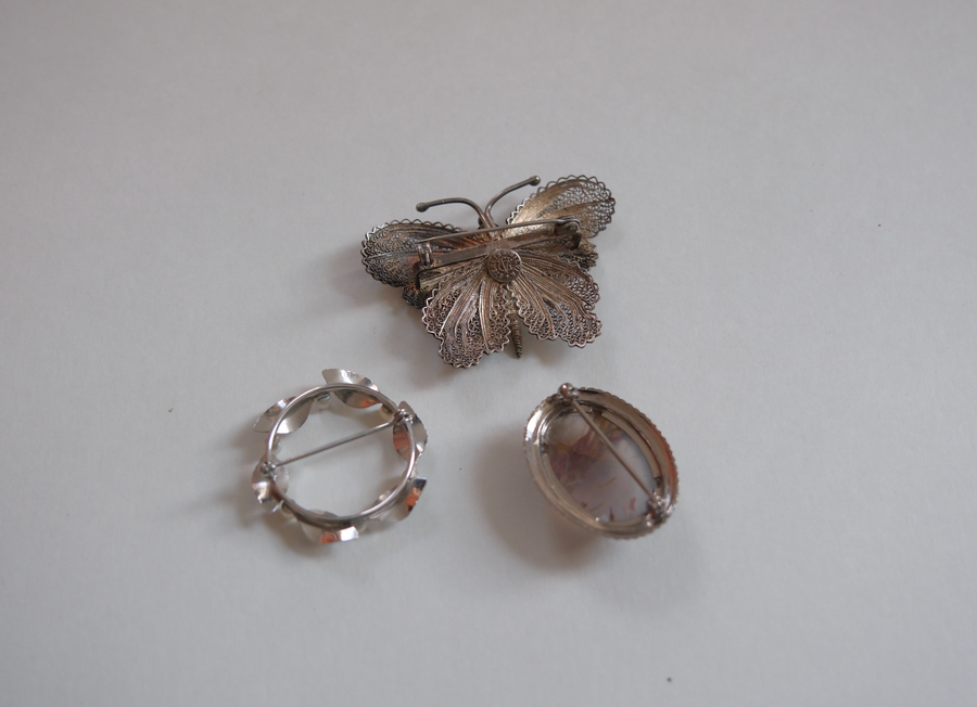 Vintage Silver Butterfly Brooch Set - Stone Cooper