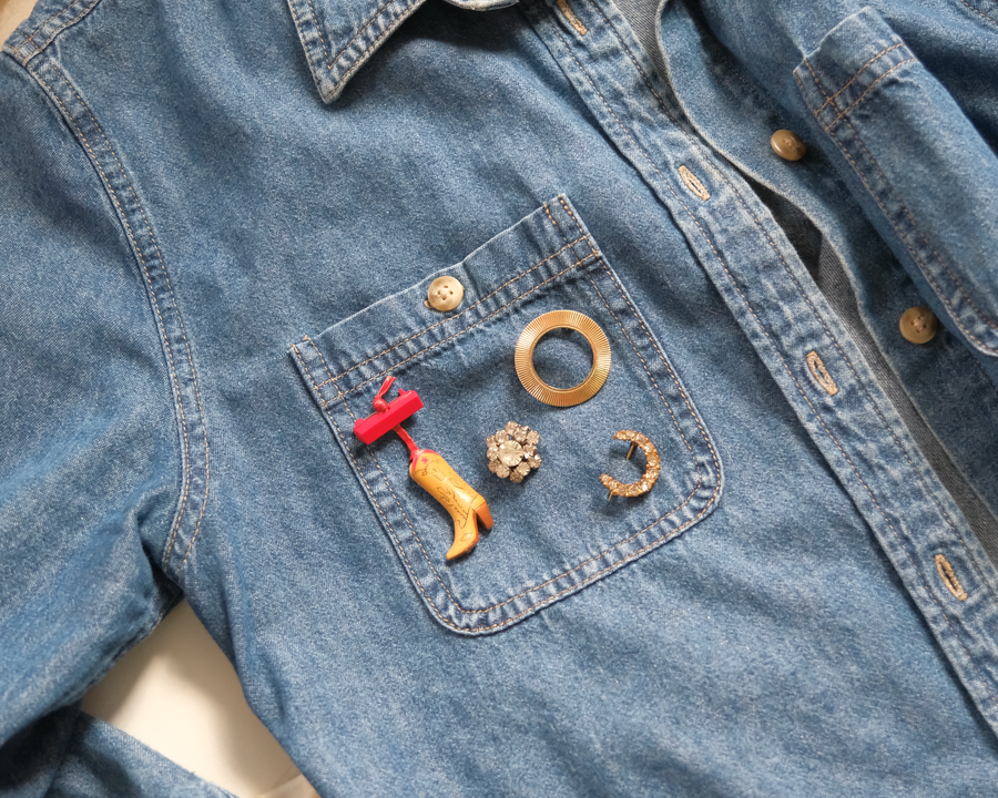 Vintage Rhinestone Cowboy Brooch Set - Stone Cooper