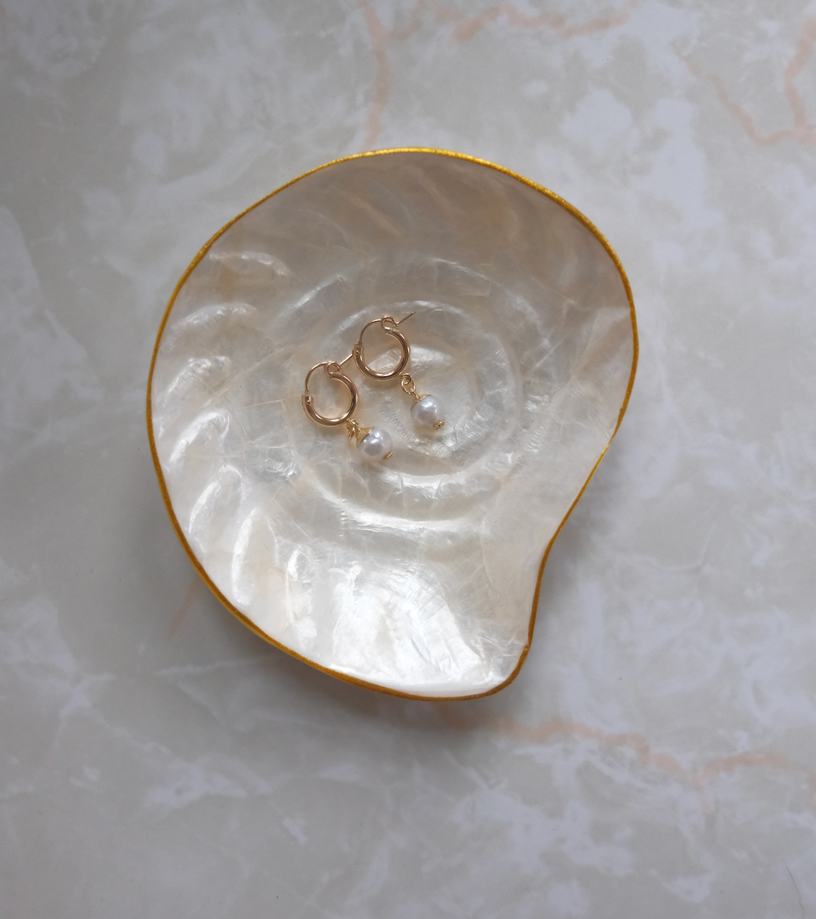 Pearl Sunbeam Hoops - Stone Cooper