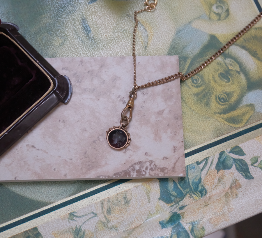 Eleanor Carnelian Intaglio Antique Watch Chain Necklace - Stone Cooper