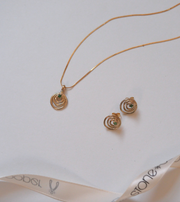 Vintage Emerald Gold-Fill Spiral Necklace Earring Set - Stone Cooper