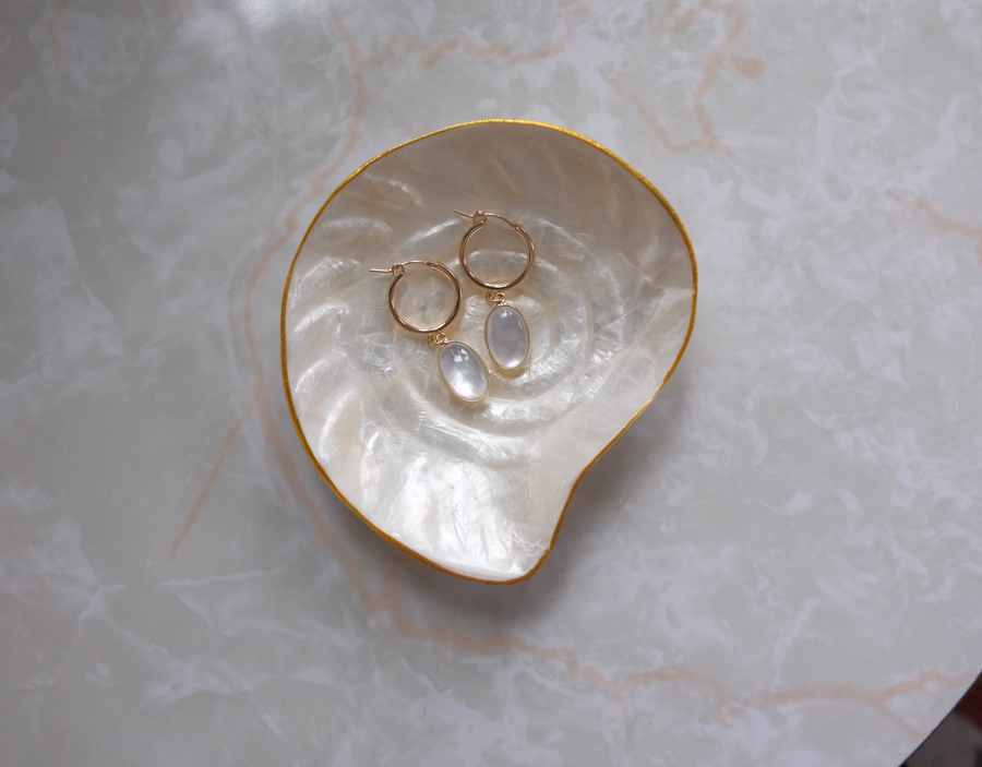 Mother-of-Pearl Sunbeam Hoops - Stone Cooper