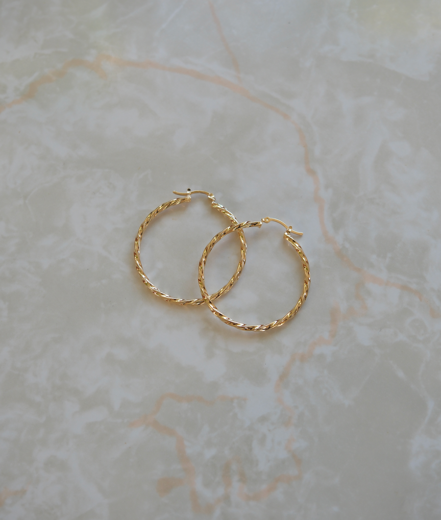 Gold Filled Twist Hoops - 1.5" or 2" - Stone Cooper