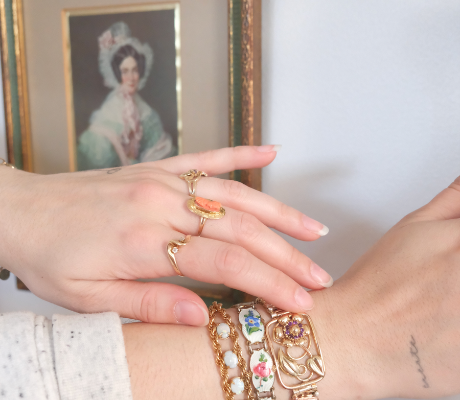 Coral Cameo Ring 10K (7.25) - Stone Cooper