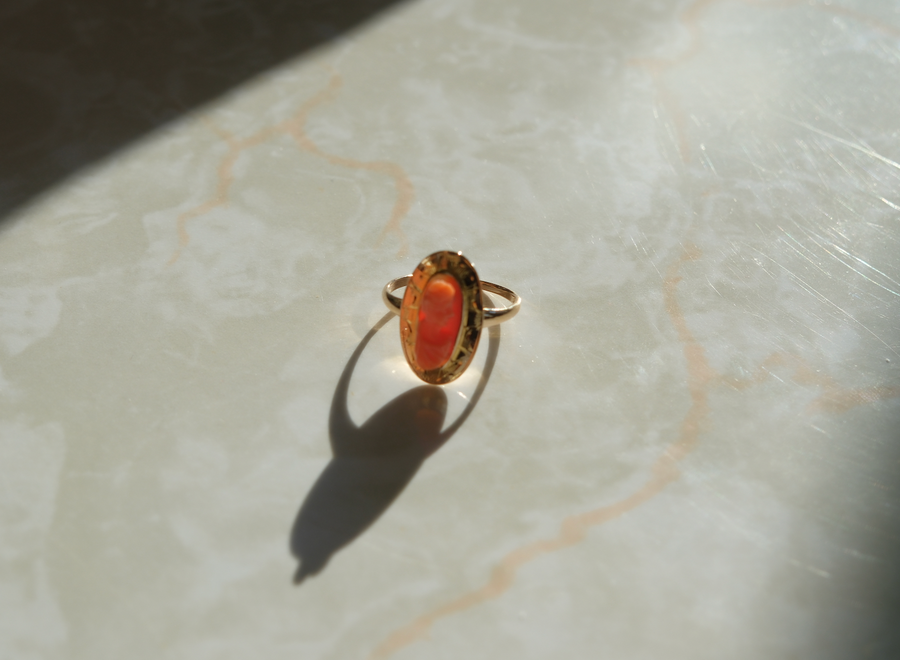 Coral Cameo Ring 10K (7.25) - Stone Cooper