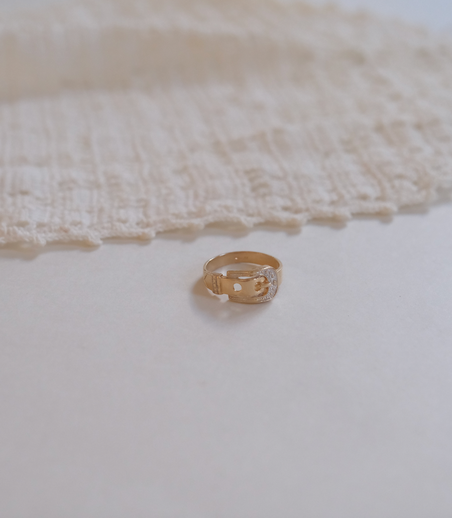 14K Vintage Two-Toned Buckle Ring (7.5) - Stone Cooper