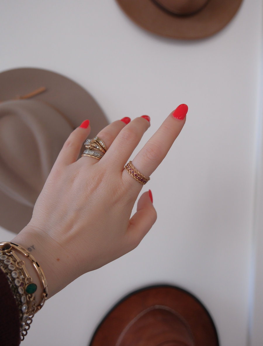 10K Vintage Ruby Braid Ring (7) - Stone Cooper