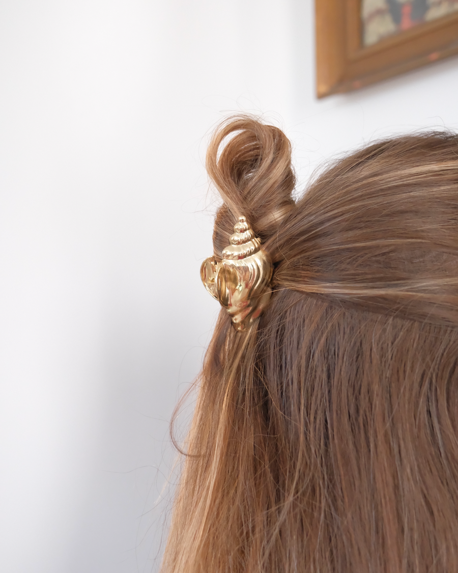 Gold Shell Mini Claw Hairclip - Stone Cooper