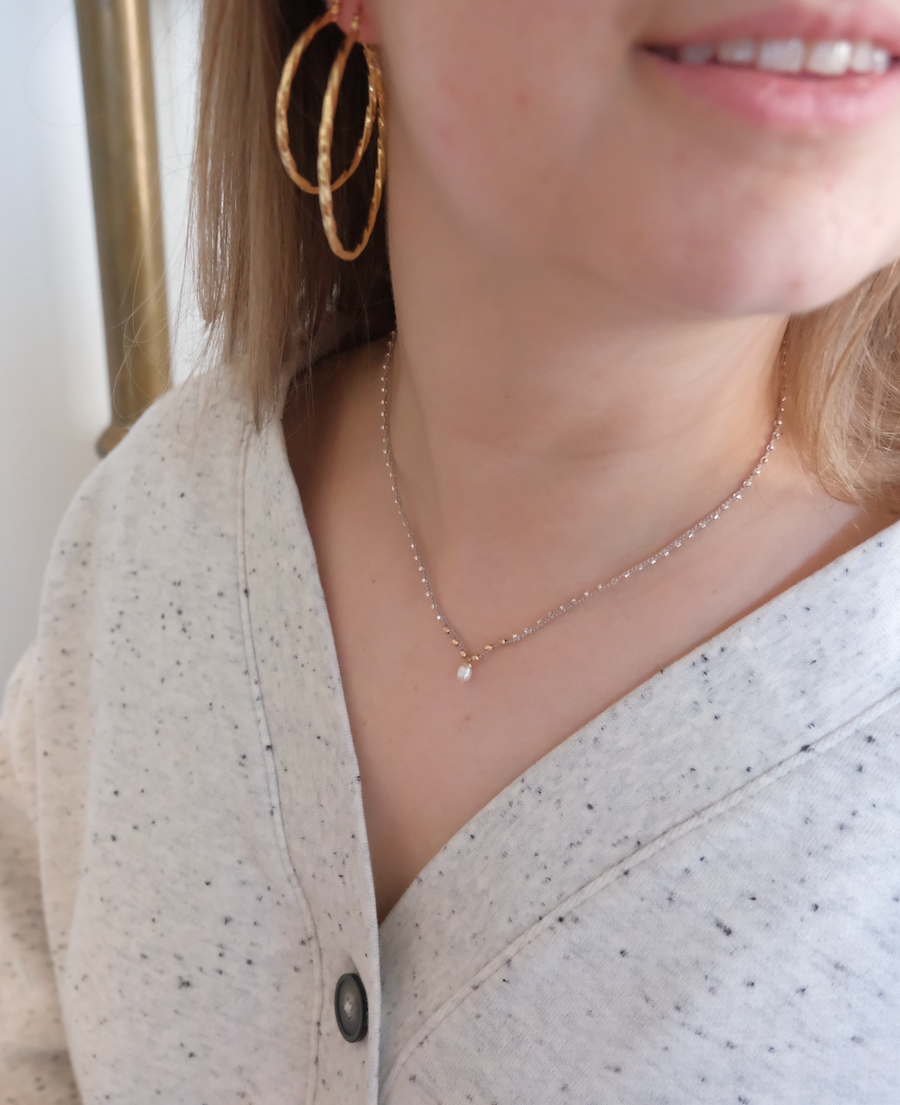 Crocheted Pearl, Gold-Fill Necklace - Stone Cooper