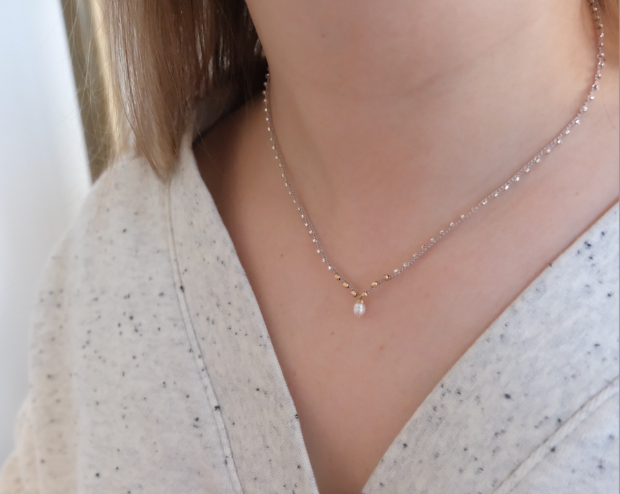 Crocheted Pearl, Gold-Fill Necklace - Stone Cooper
