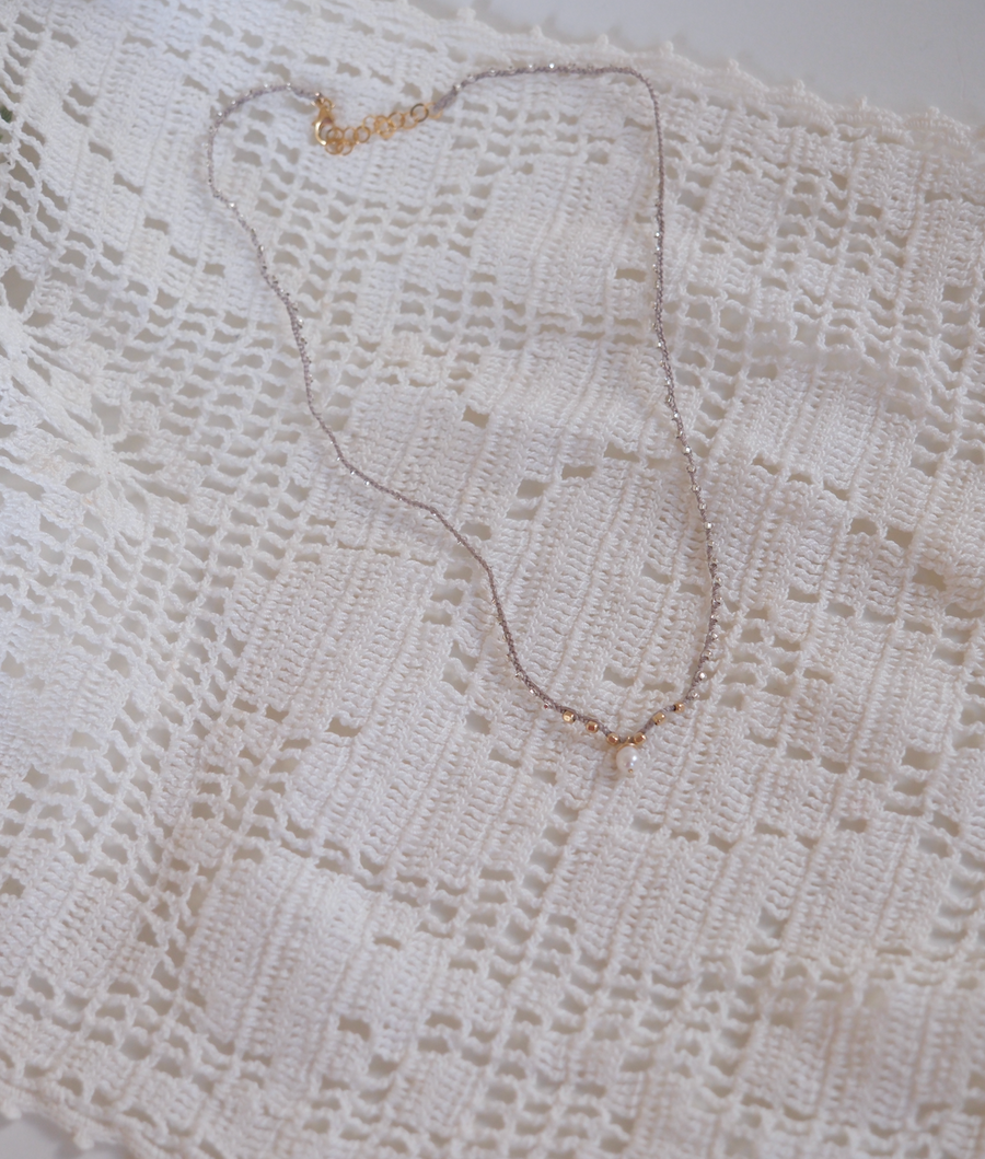 Crocheted Pearl, Gold-Fill Necklace - Stone Cooper