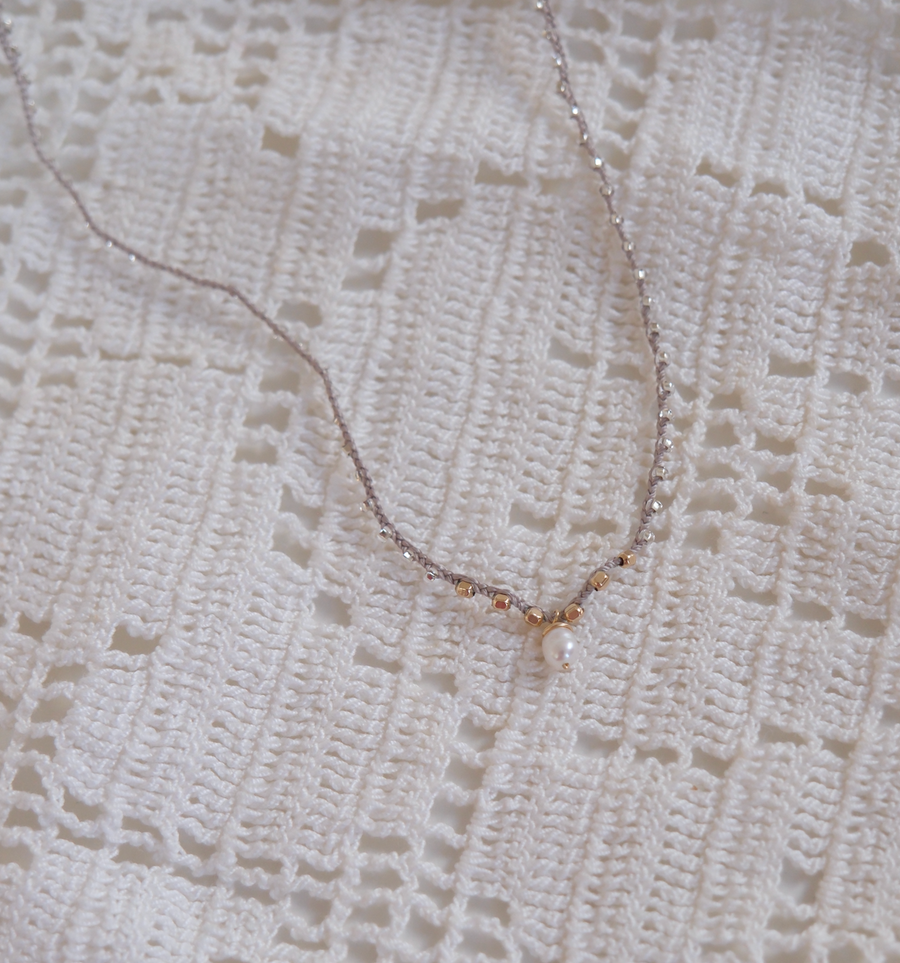 Crocheted Pearl, Gold-Fill Necklace - Stone Cooper