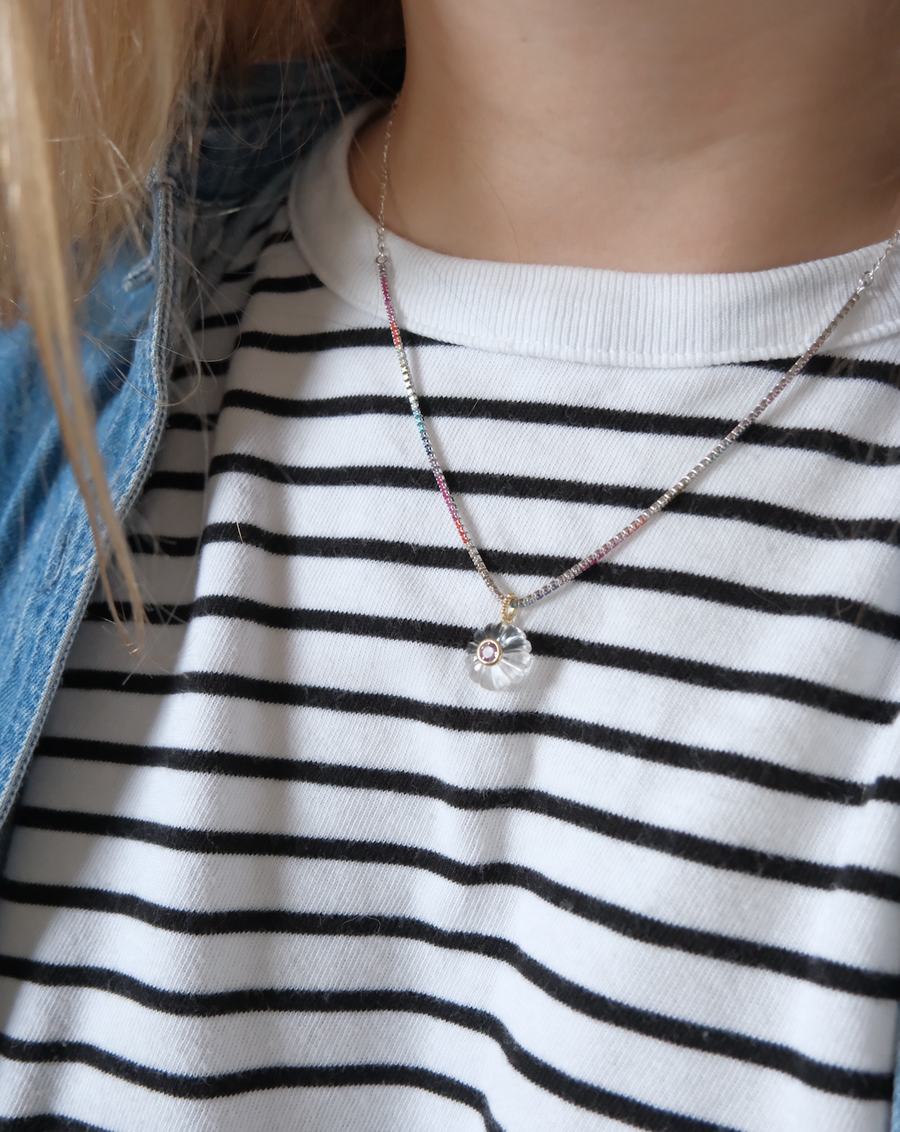 Carved Quartz, Amethyst Rainbow Tennis Necklace - Stone Cooper