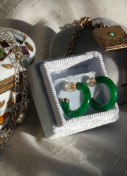 14K Gold Jade Hoops - Stone Cooper