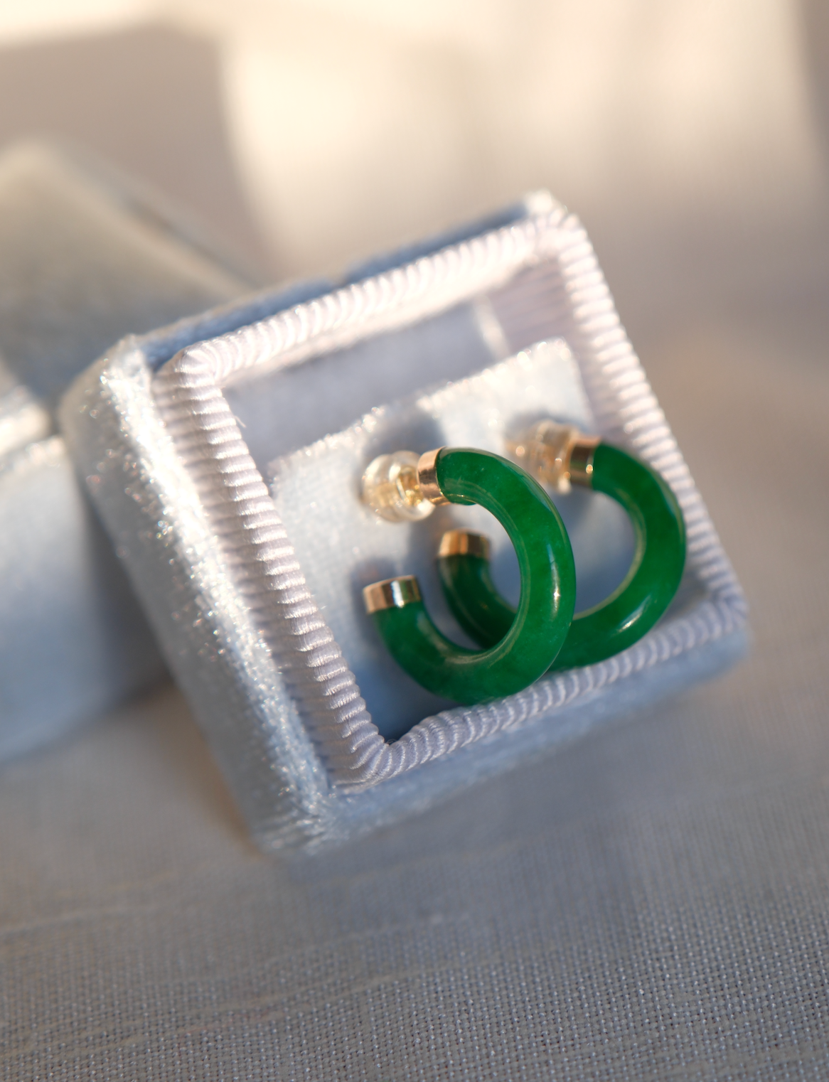 14K Gold Jade Hoops - Stone Cooper
