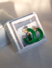 14K Gold Jade Hoops - Stone Cooper