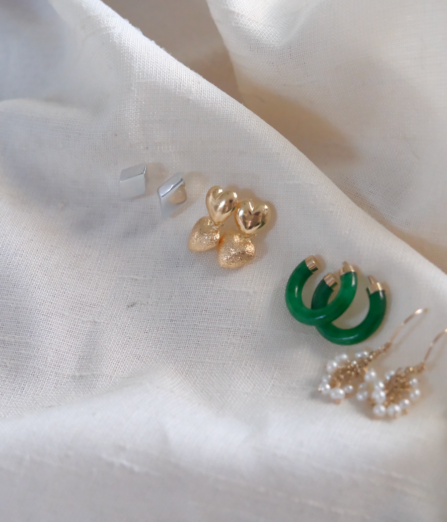14K Gold Jade Hoops - Stone Cooper