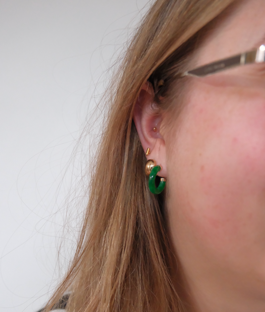 14K Gold Jade Hoops - Stone Cooper