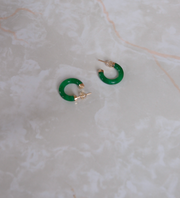 14K Gold Jade Hoops - Stone Cooper