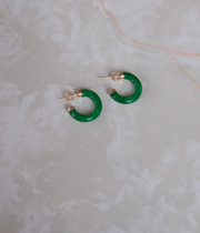 14K Gold Jade Hoops - Stone Cooper