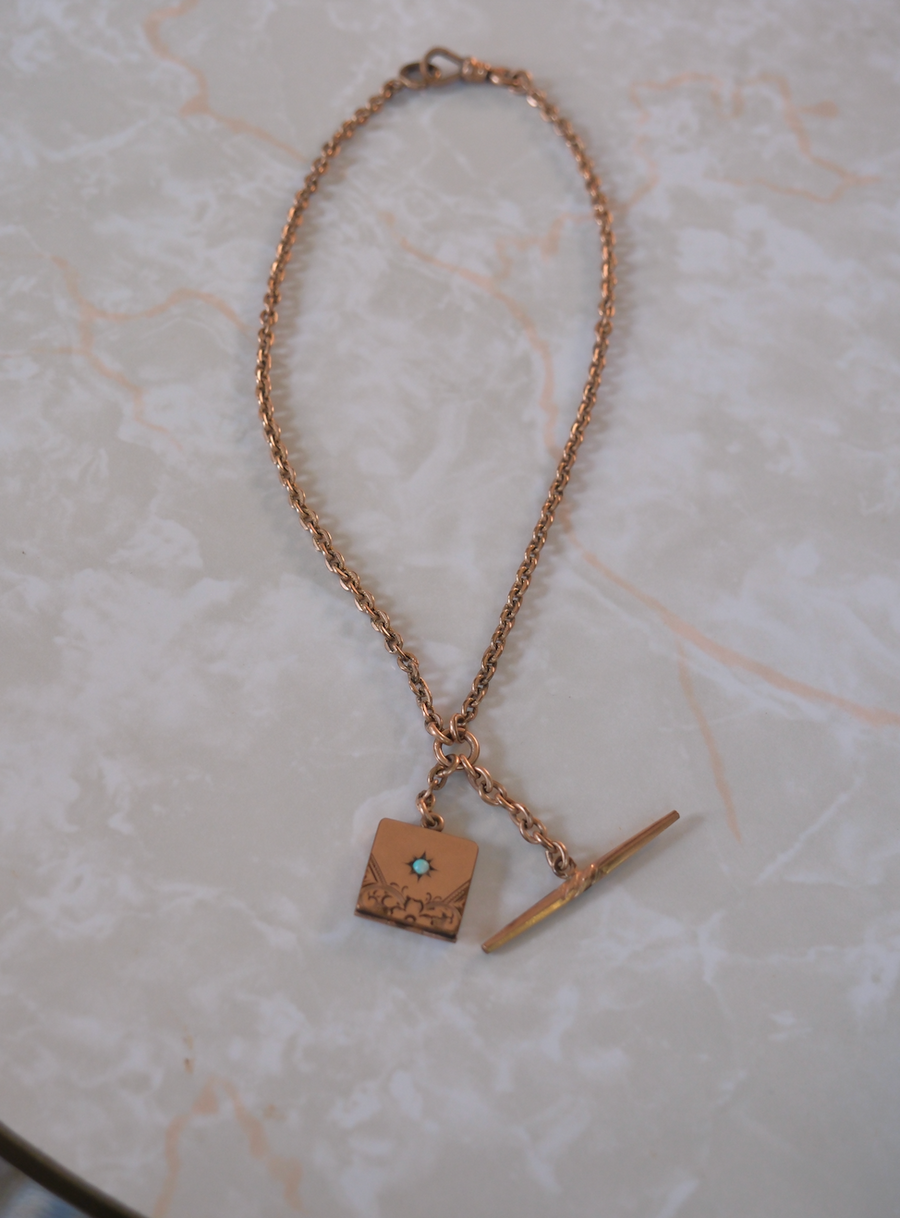 Celeste Gold-Filled T-Bar, Locket Necklace - Stone Cooper