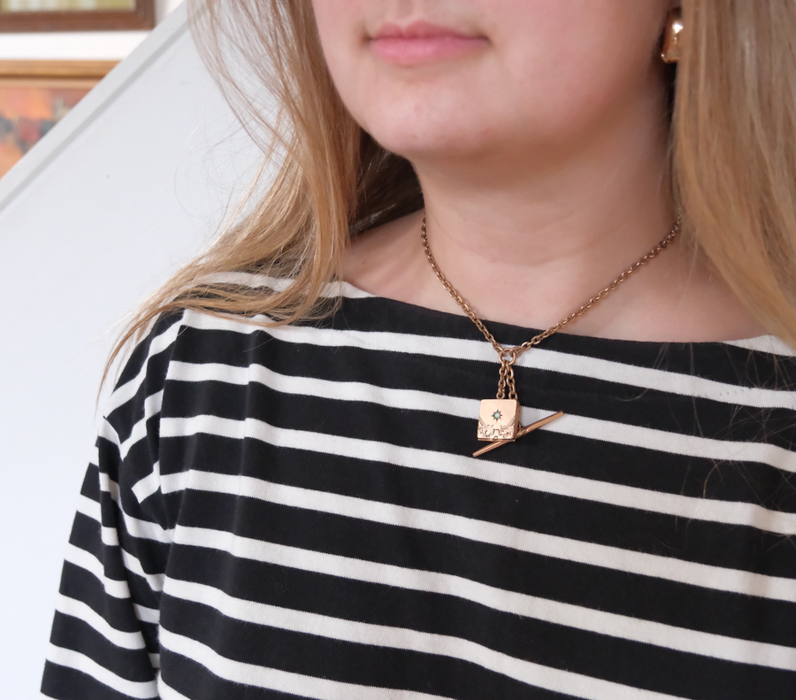 Celeste Gold-Filled T-Bar, Locket Necklace - Stone Cooper
