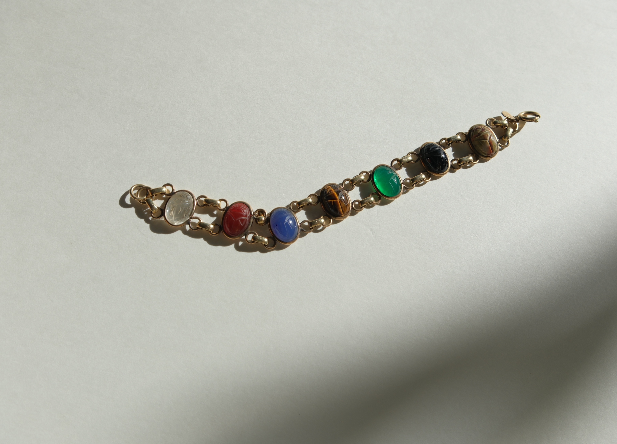 Darlene Double Strand Vintage Scarab Bracelet (7")