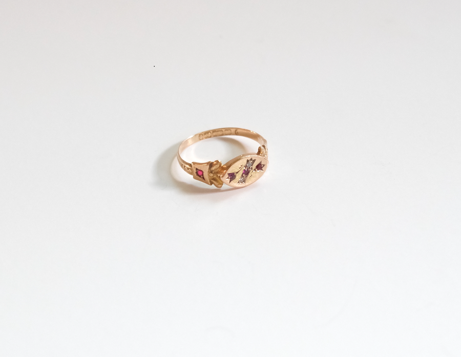 15k Victorian Ruby & Diamond Marquise Ring (8.5)