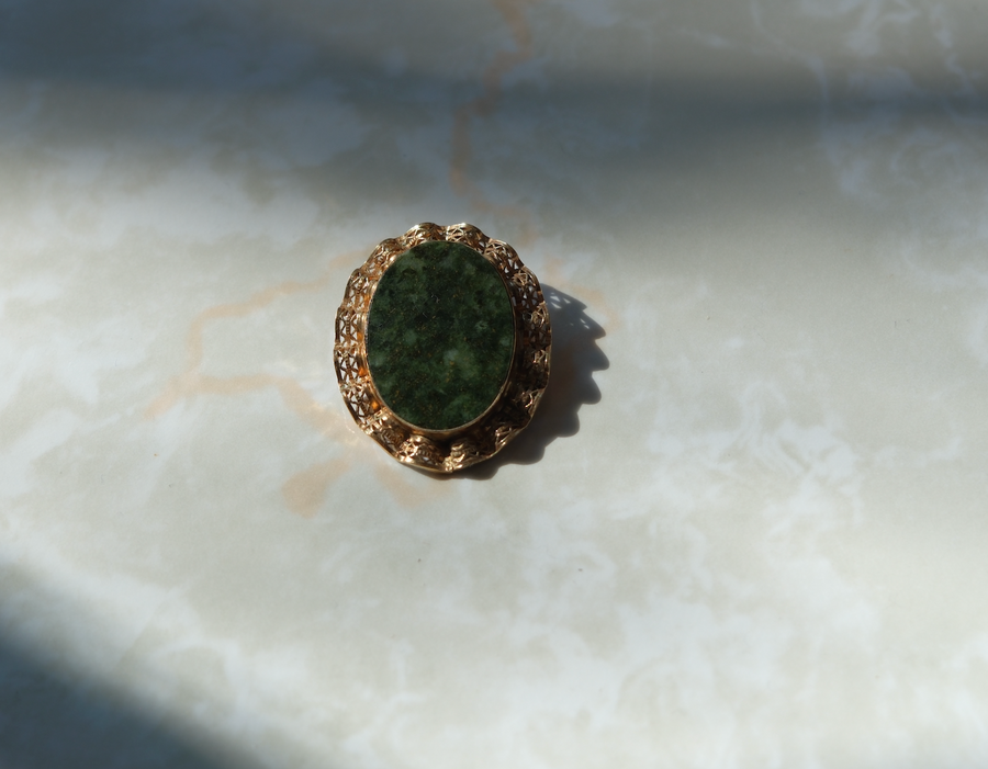 Vintage Gold-Fill Nephrite Jade Brooch/Pendant