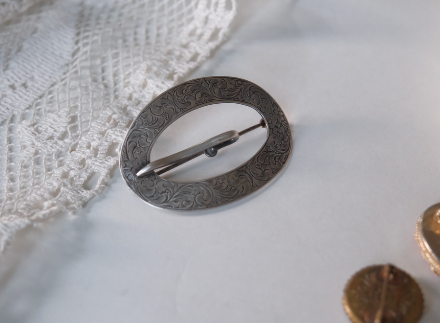 Large Vintage Sterling Buckle Brooch