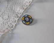 Vintage Micro-Mosaic Round Flower Medallion Brooch